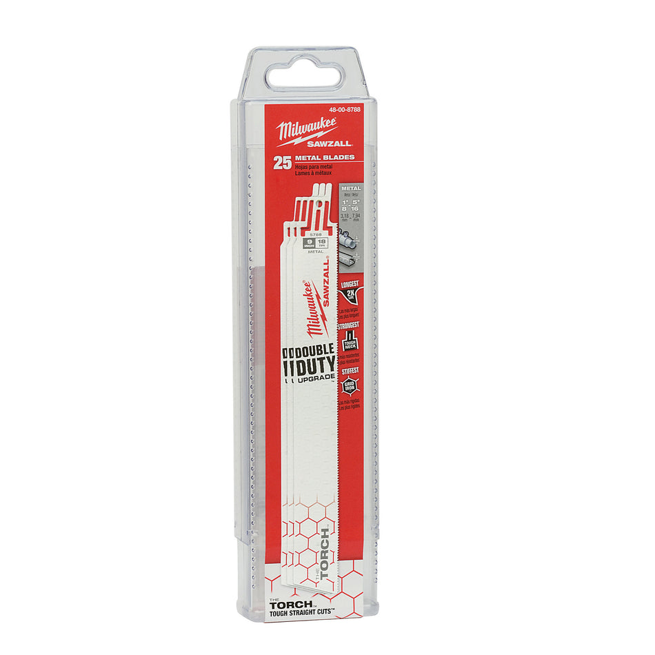Milwaukee 48-00-8788, 9" 18 TPI The Torch SAWZALL Blades (25/pkg)