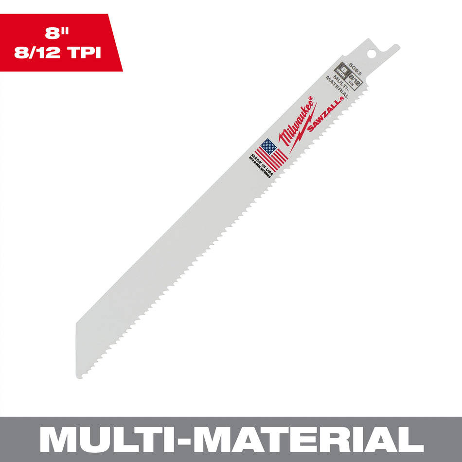 Milwaukee 48-01-2093, 8" 8/12 TPI SAWZALL Blades (25/pkg)
