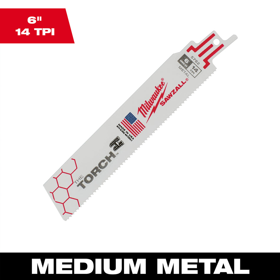 Milwaukee 48-01-2782, 6" 14 TPI The Torch SAWZALL Blades (25/pkg)