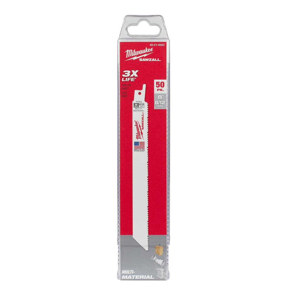 Milwaukee 48-01-6093, 8" 8/12 TPI SAWZALL Blades (50/pkg)