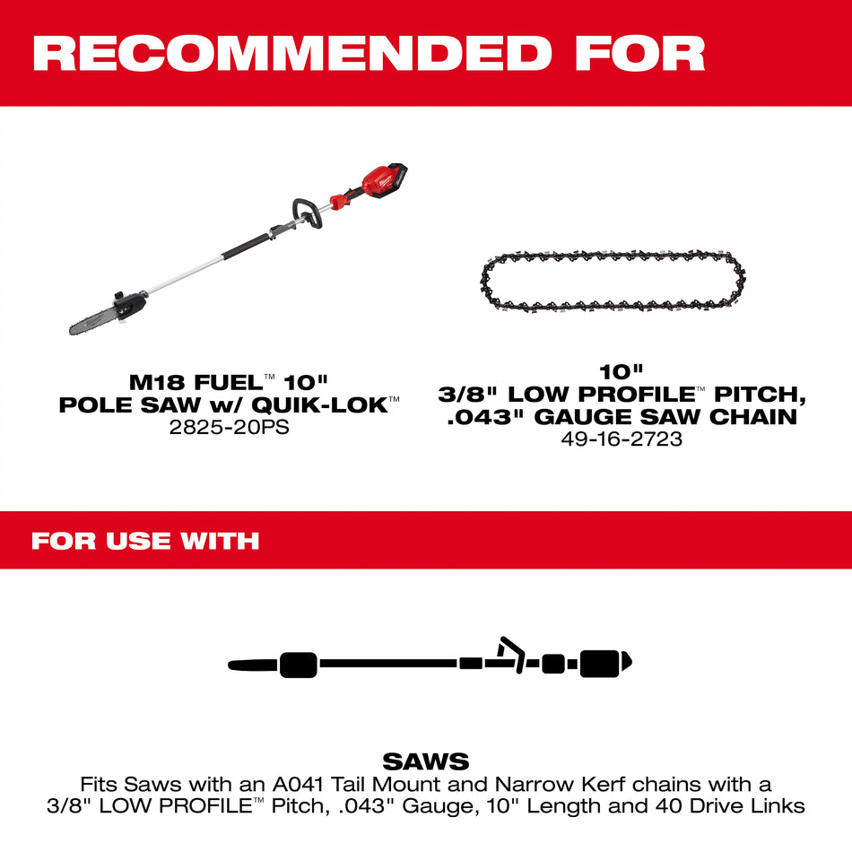 Milwaukee 48-09-5001, 10" Guide Bar For Pole Saw