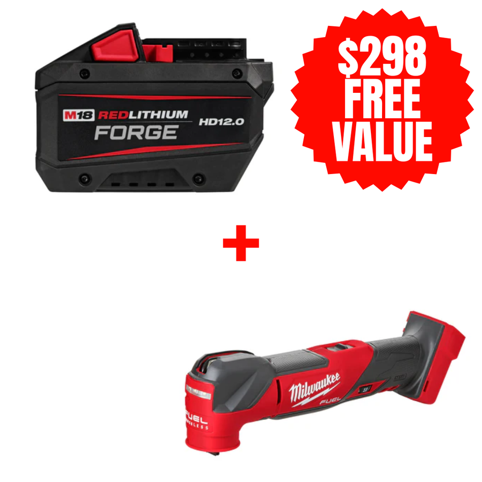 Milwaukee 48-11-1813 + 2836-20, M18™ REDLITHIUM™ FORGE™ HD12.0 Battery + FREE M18 FUEL Oscillating Multi-Tool (Tool Only) SKU: 2836-20 Brand