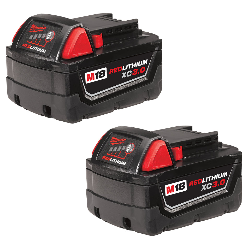 Milwaukee 48-11-1822, M18 REDLITHIUM Extended Capacity Battery, Twin Pack (3.0 Ah)