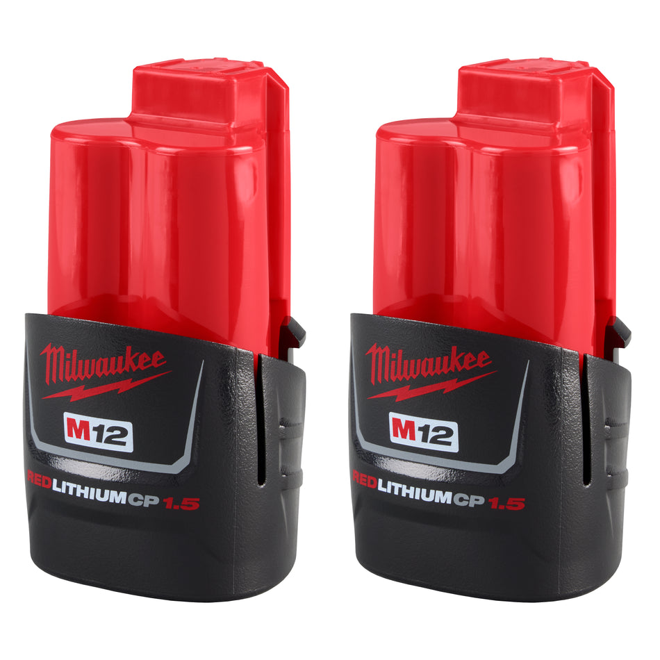 Milwaukee 48-11-2411, M12 REDLITHIUM Compact Battery, Twin Pack (1.5 Ah)