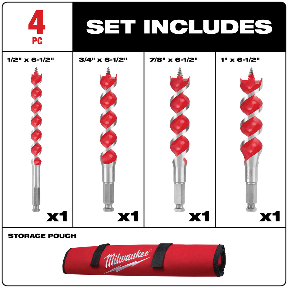 Milwaukee 48-13-4000, 4 PC AUGER SET