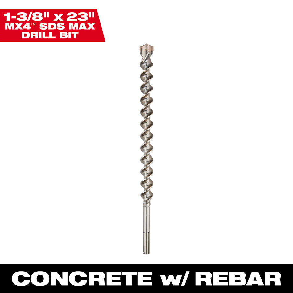 Milwaukee 48-20-3980, SDS-Max 4-Cutter Drill Bit 1-3/8" x 18" x 23"