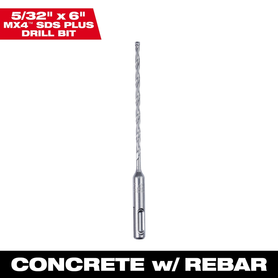Milwaukee 48-20-7308, SDS+ 4-Cutter Drill Bit 5/32 in. x 4 in. x 6 in.