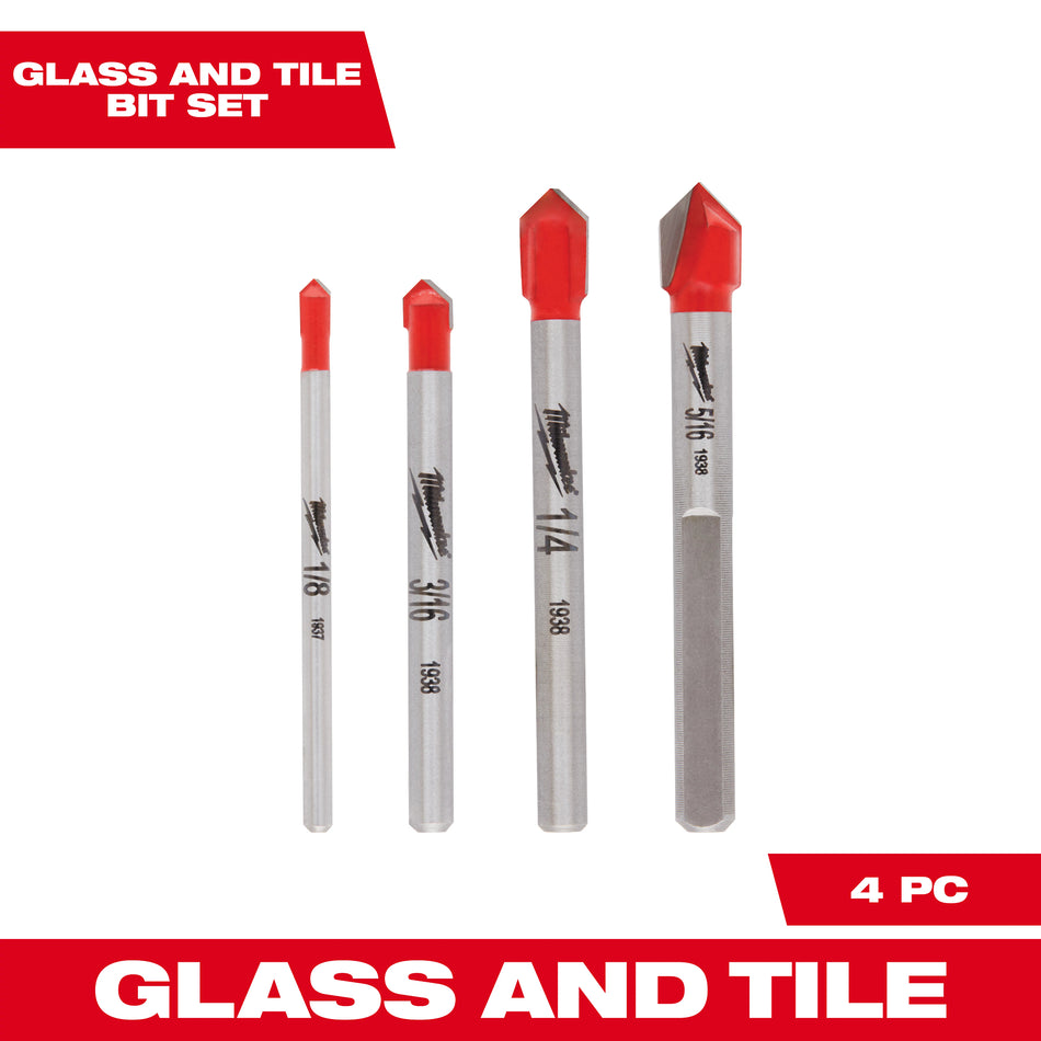 Milwaukee 48-20-8988, 4 pc Glass and Tile Bit Set