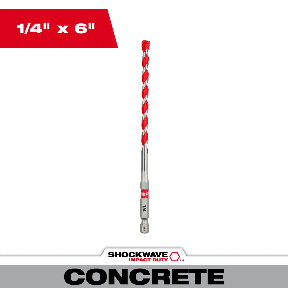 Milwaukee 48-20-9011, 1/4" x 4" x 6" SHOCKWAVE Carbide Hammer Drill Bit
