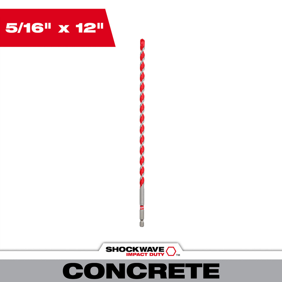 Milwaukee 48-20-9017, 5/16'' x 10'' x 12'' Carbide Hammer Drill Bit
