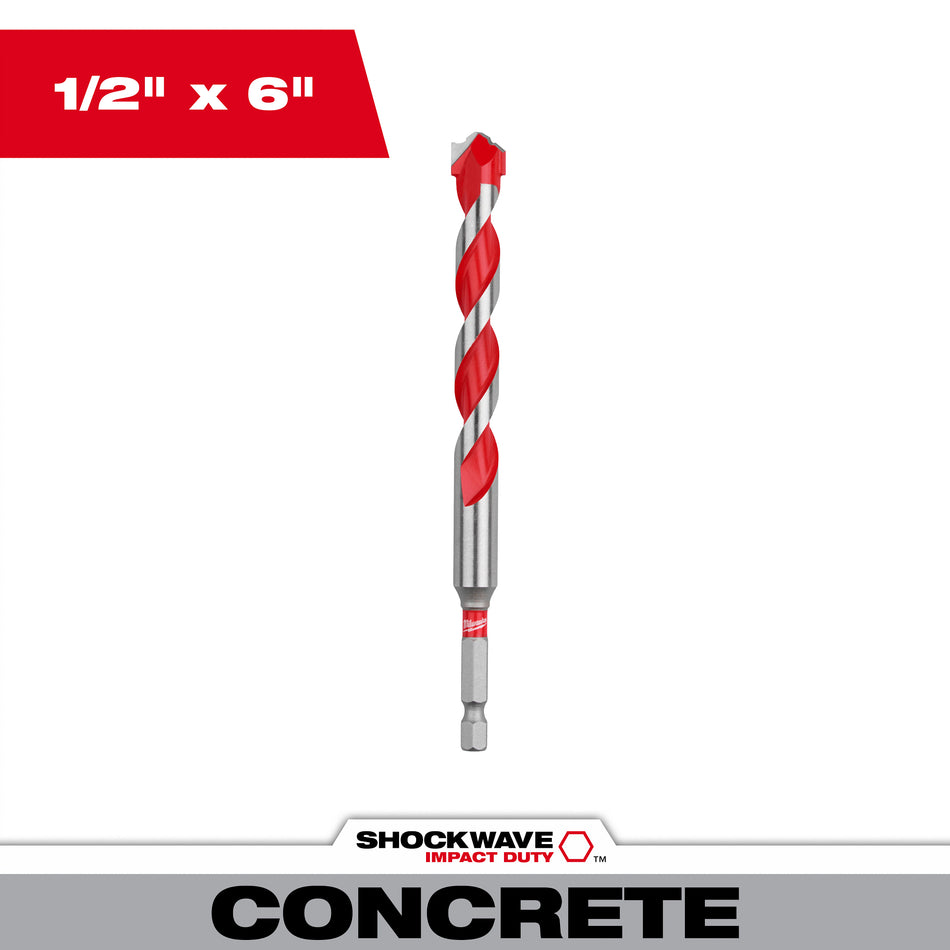 Milwaukee 48-20-9030, 1/2" x 4" x 6" SHOCKWAVE Carbide Hammer Drill Bit