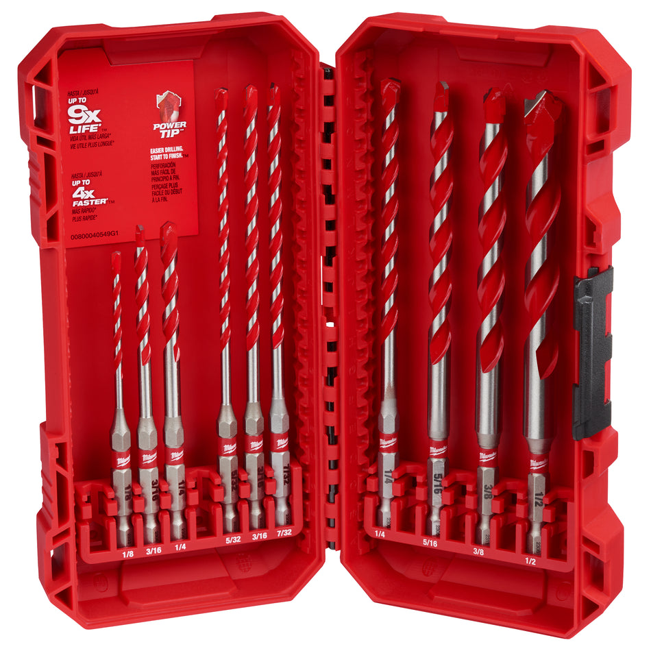 Milwaukee 48-20-9058, 10pc. SHOCKWAVE Impact Duty™ Carbide Hammer Drill Bit Kit
