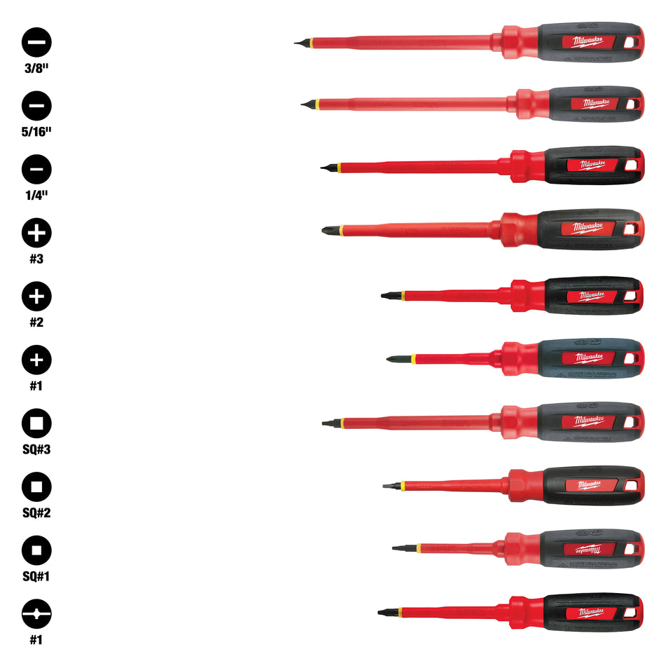 Milwaukee 48-22-2210, 10 pc 1000V Insulated Screwdriver Set w/EVA Foam Case