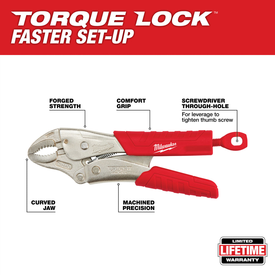 Milwaukee 48-22-3402, 2 Pc. 7" & 10" TORQUE LOCK™ CURVED JAW LOCKING PLIERS SET WITH GRIP
