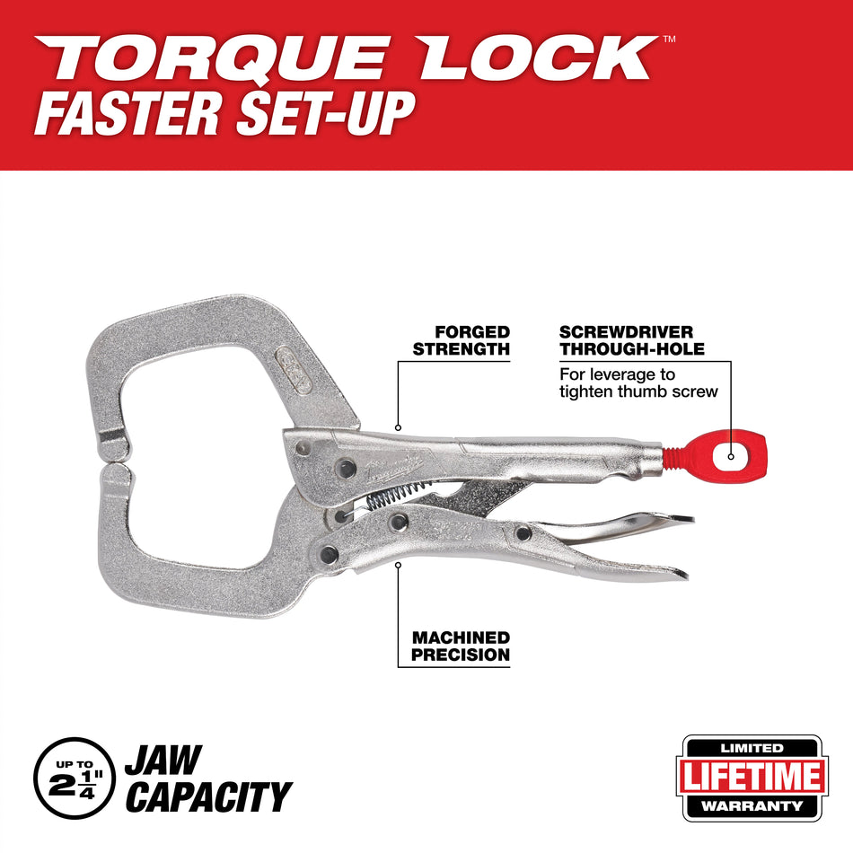 Milwaukee 48-22-3532, 6" TORQUE LOCK Locking C-Clamp Regular Jaws