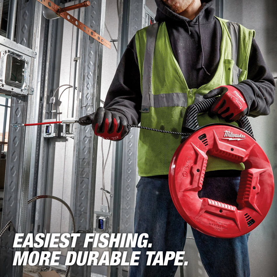 Milwaukee 48-22-4195, Polyester Fish Tape w/ Flexible Metal Leader 100'