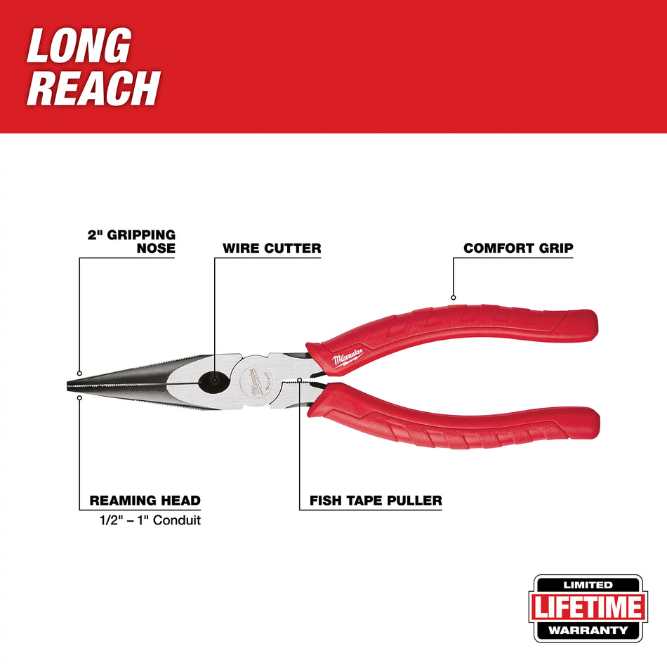 Milwaukee 48-22-6101, 8" Long Nose Pliers