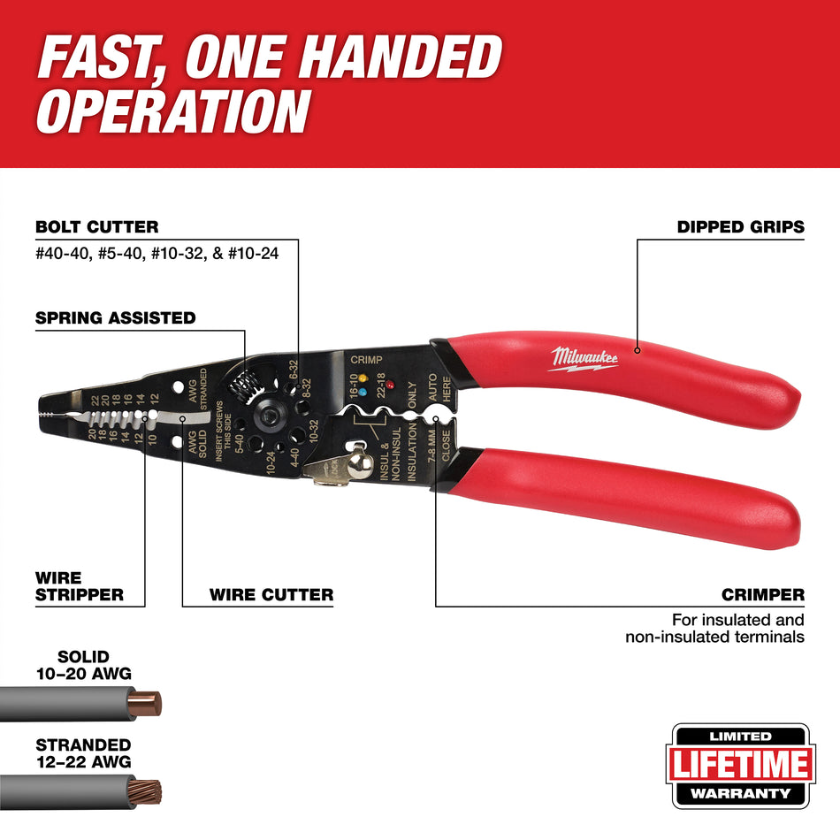 Milwaukee 48-22-6579, Multi-Purpose Wire Stripper with Crimper