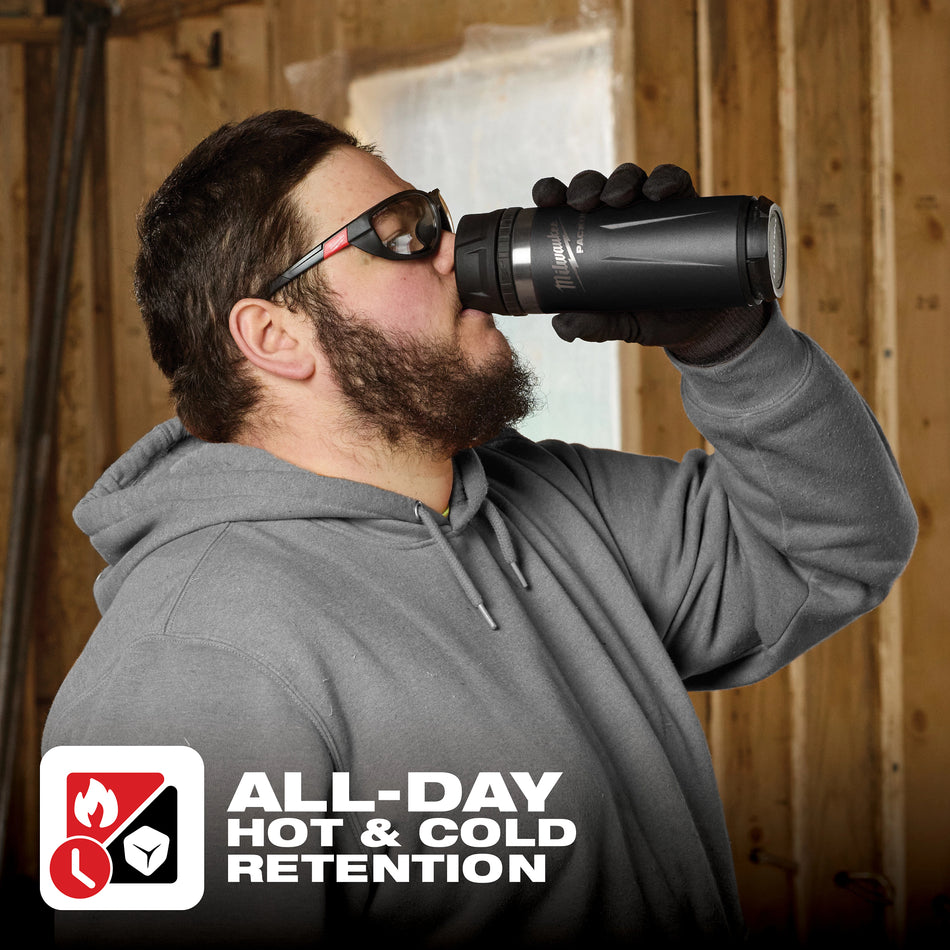 Milwaukee 48-22-8395B, PACKOUT™ 18oz Insulated Bottle with Sip Lid (Black)