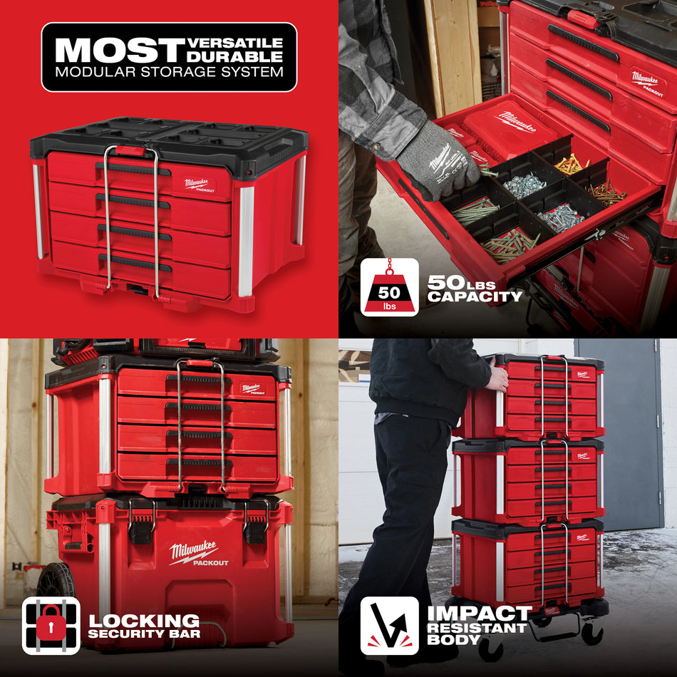 Milwaukee 48-22-8444, PACKOUT™ 4 Drawer Tool Box