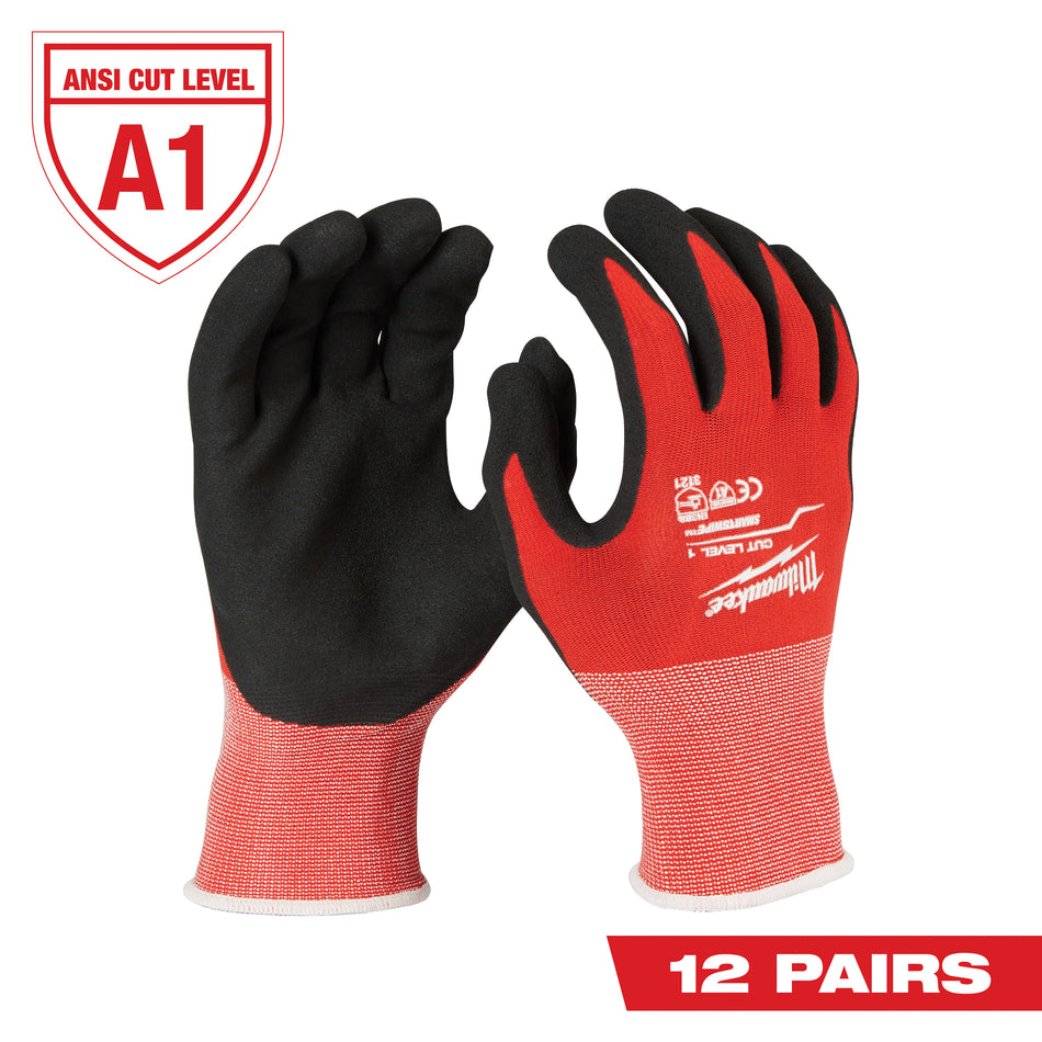 Milwaukee 48-22-8903B, Cut Level 1 Dipped Gloves 12 Pack- XL