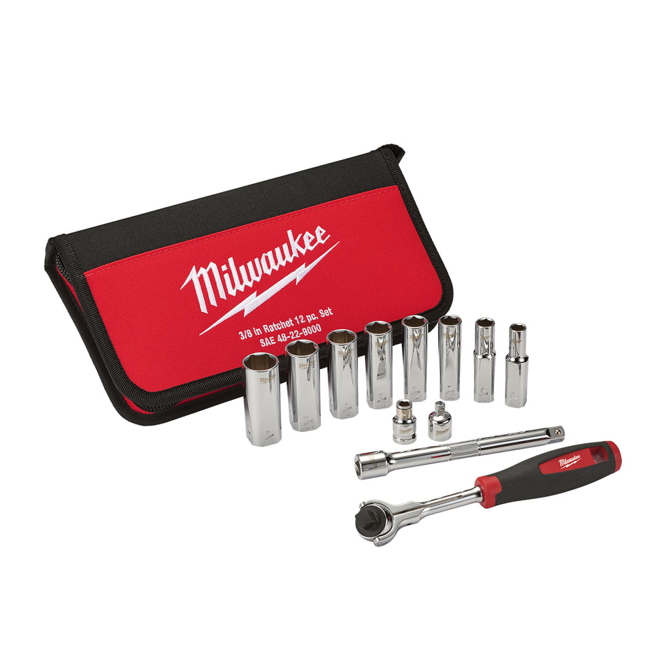 Milwaukee 48-22-9000, 12pc 3/8" Drive SAE Socket Set