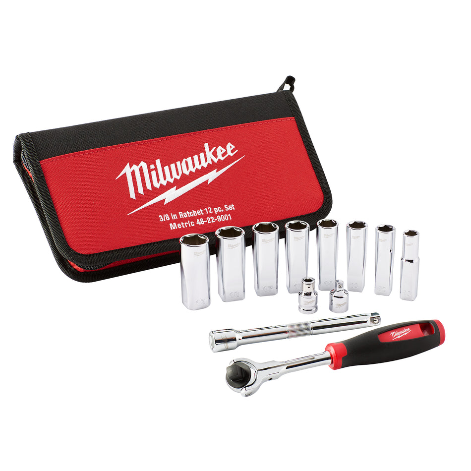 Milwaukee 48-22-9001, 12pc 3/8" Drive Metric Socket Set