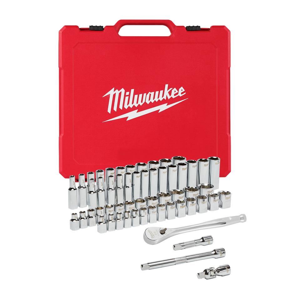 Milwaukee 48-22-9008, 3/8" Drive 56 pc Ratchet & Socket Set (SAE & Metric)