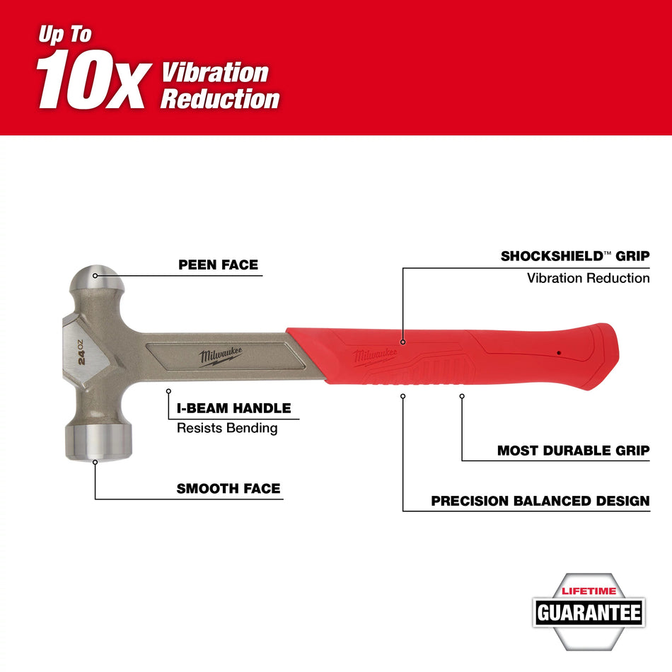 Milwaukee 48-22-9131, 24oz STEEL BALL PEEN HAMMER