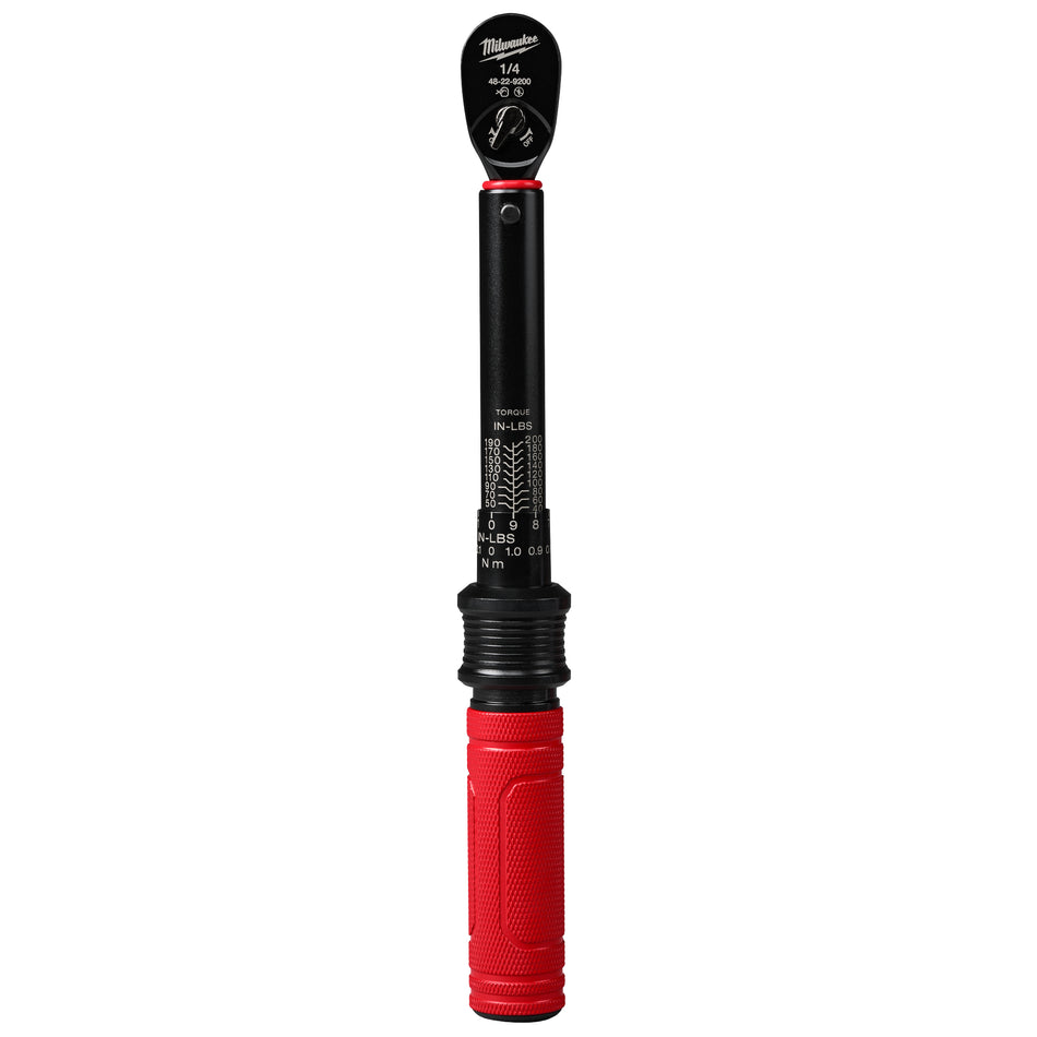 Milwaukee 48-22-9200, 1/4” Drive Click Torque Wrench (40-200 in·lbf)
