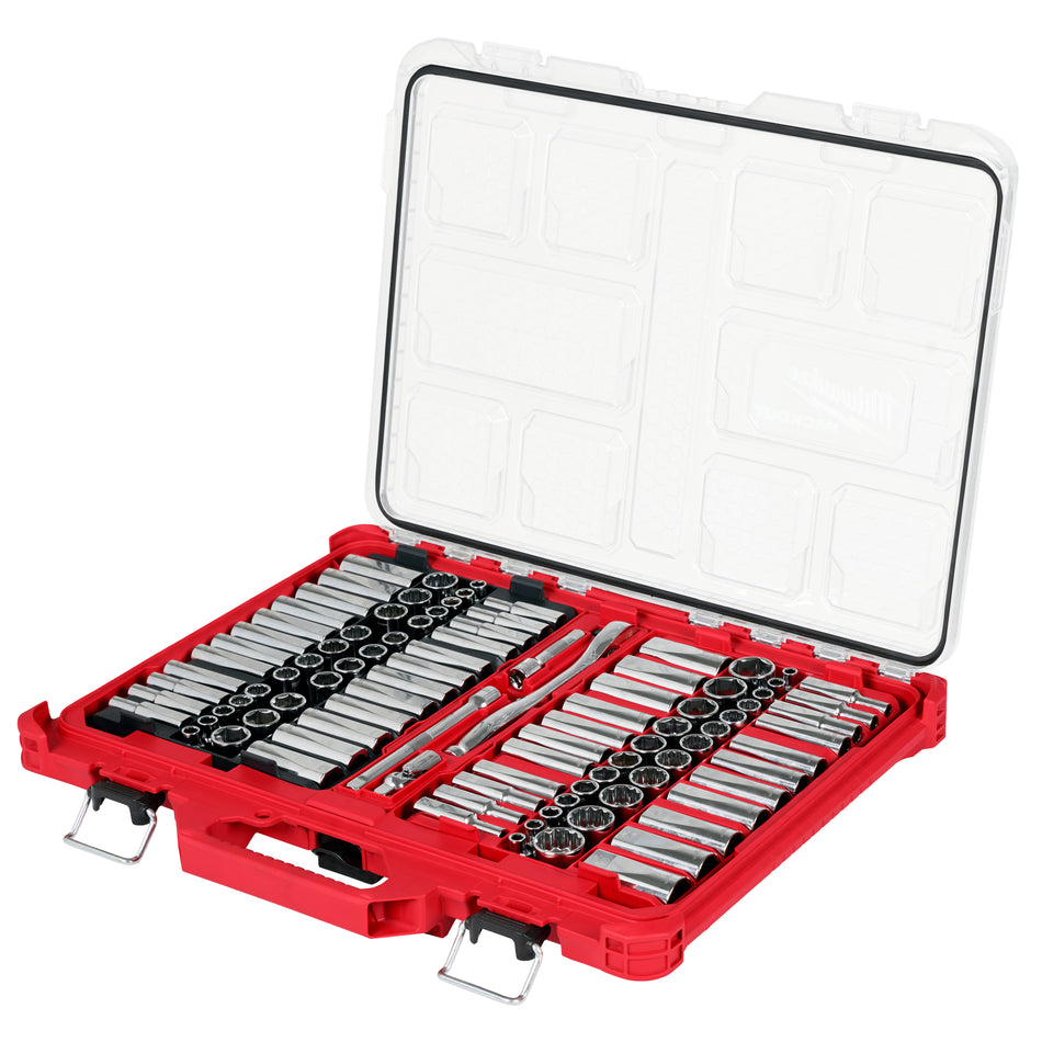 Milwaukee 48-22-9285, 98pc 3/8" 6-Pt and 12-Pt Metric & SAE Ratchet & Socket