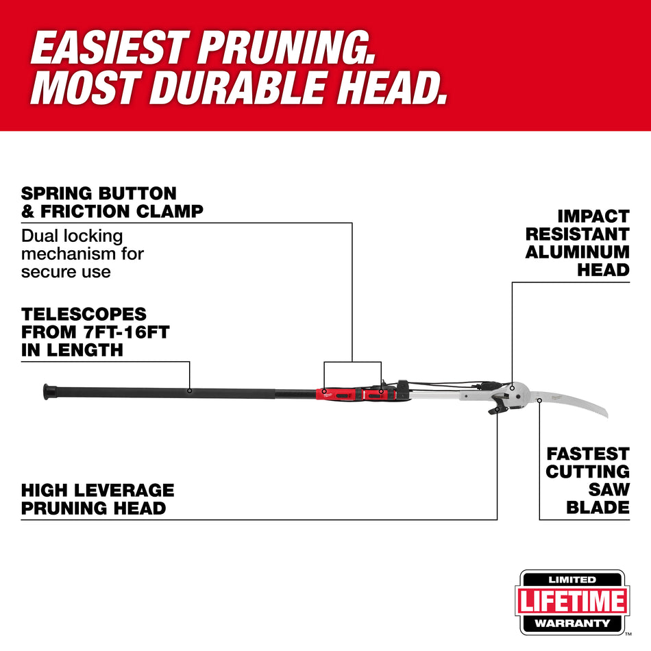 Milwaukee 48-22-9375, 16' Pole Saw & Pruner