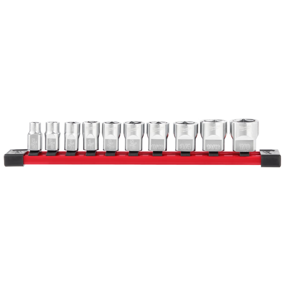 Milwaukee 48-22-9403, 10pc 3/8" SAE Sockets with FOUR FLAT™ Sides