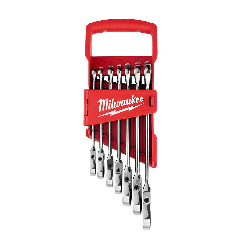 Milwaukee 48-22-9429, Flex Head Ratcheting Wrench Set - SAE - 7 Piece