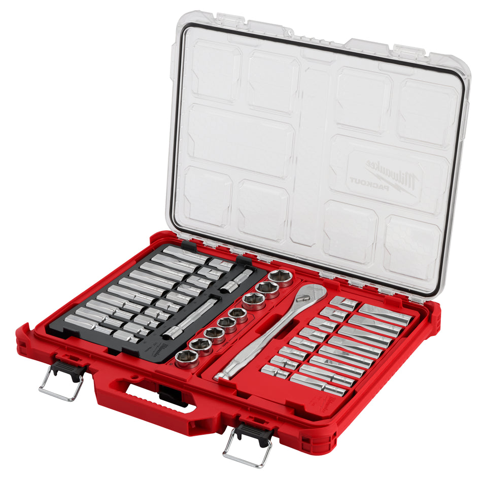 Milwaukee 48-22-9487, 47pc 1/2" Drive Ratchet & Socket Set with PACKOUT™ Low-Profile Organizer