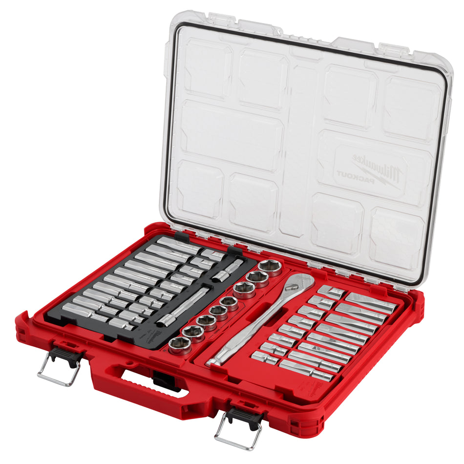 Milwaukee 48-22-9487, 47pc 1/2" Drive Ratchet & Socket Set with PACKOUT™ Low-Profile Organizer