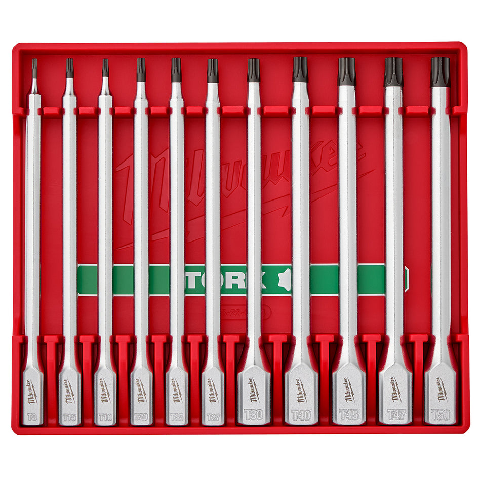 Milwaukee 48-22-9534, 11pc 1/4” and 3/8” Drive Long TORX® Bit Socket Set