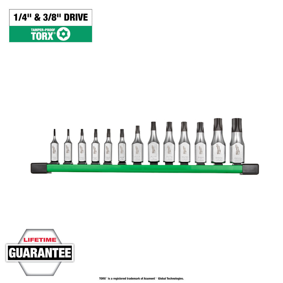 Milwaukee 48-22-9535, 13pc 1/4” and 3/8” Drive Tamper Proof TORX® Bit Socket Set