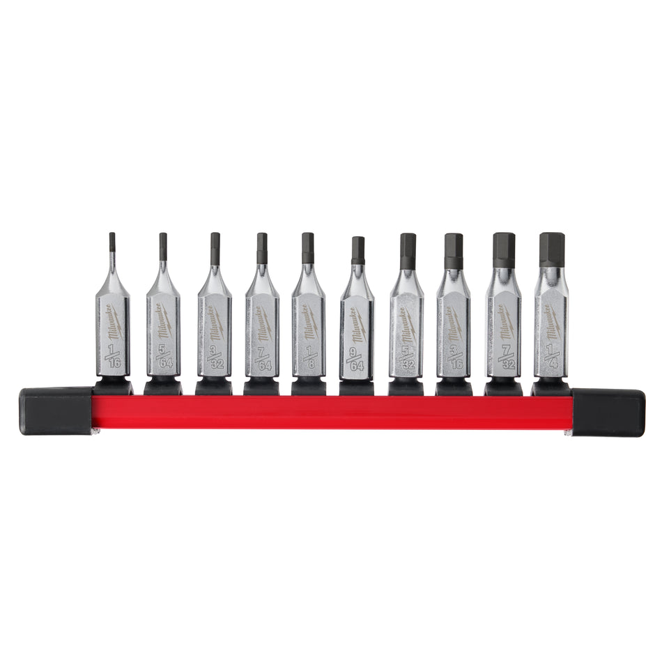 Milwaukee 48-22-9540, 10pc 1/4" Drive Hex Bit Socket Set - SAE