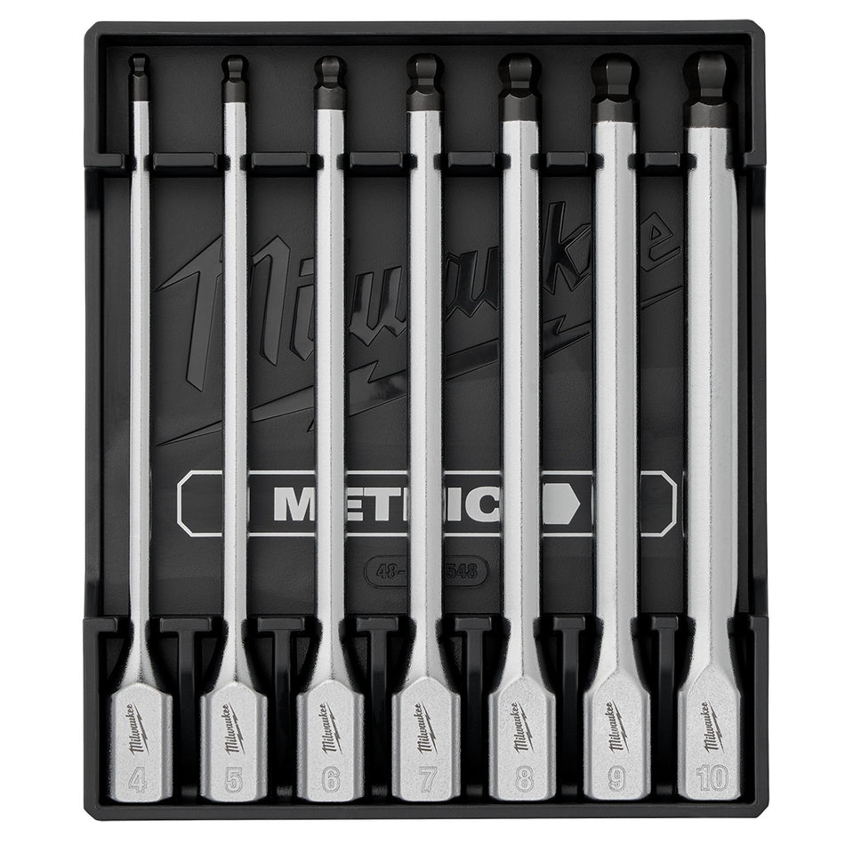 Milwaukee 48-22-9548, 7pc 3/8” Drive Long Ball End Hex Bit Socket Set - Metric