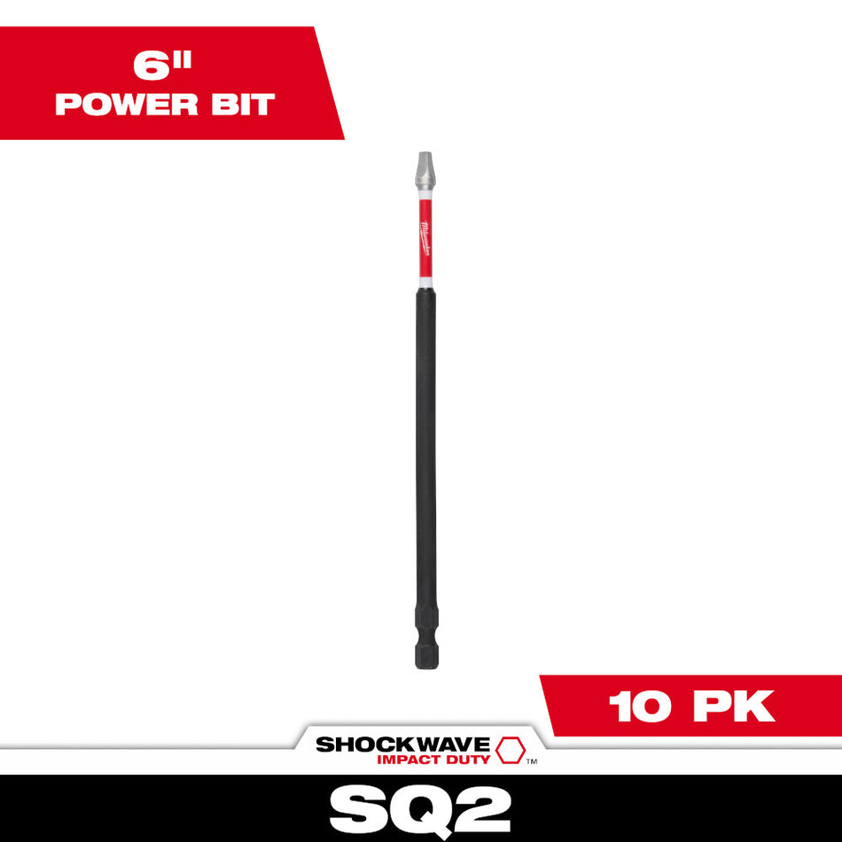 Milwaukee 48-32-4215, SHOCKWAVE 6" SQ2 IMPACT BIT 10PK