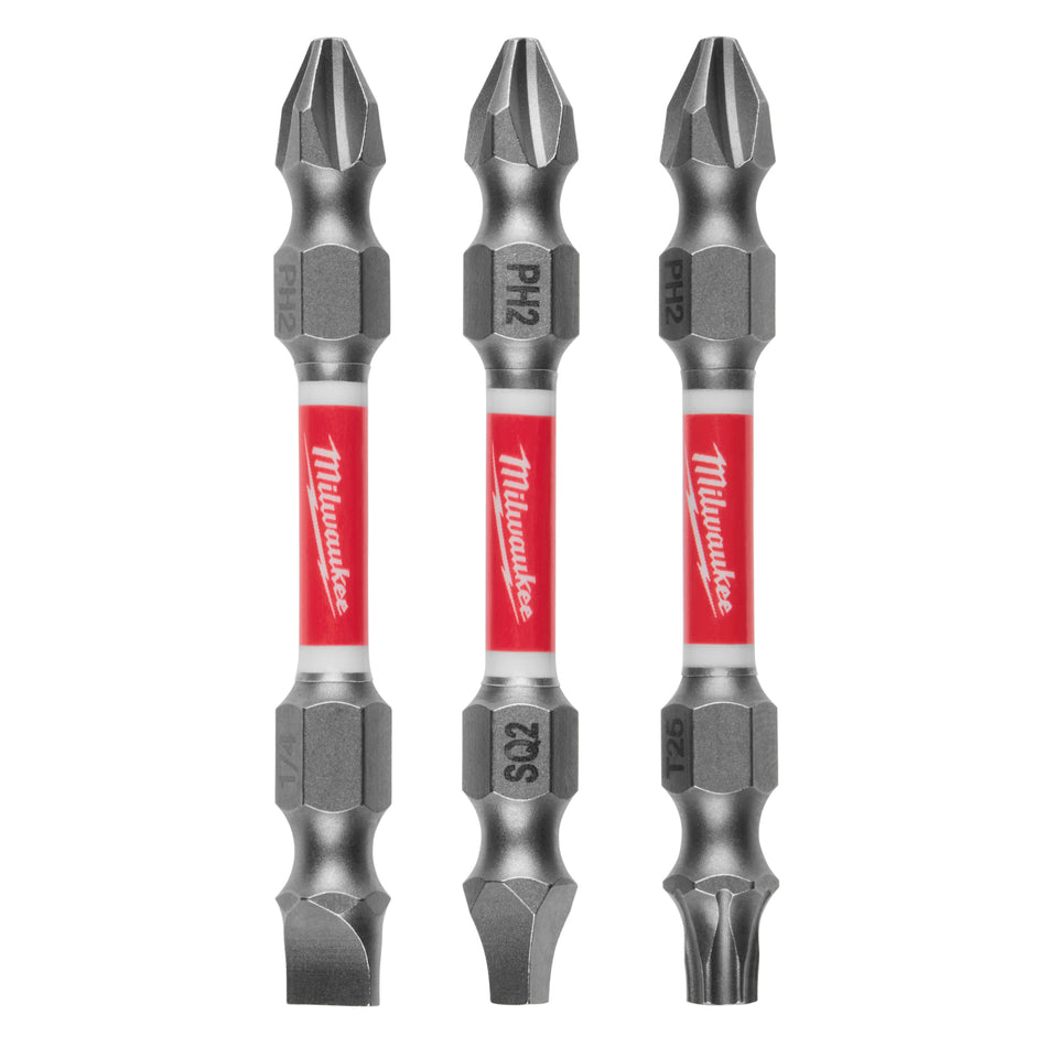 Milwaukee 48-32-4319, SHOCKWAVE Impact Duty™ PH2/SQ2/T25 Double Ended Bits 3PC