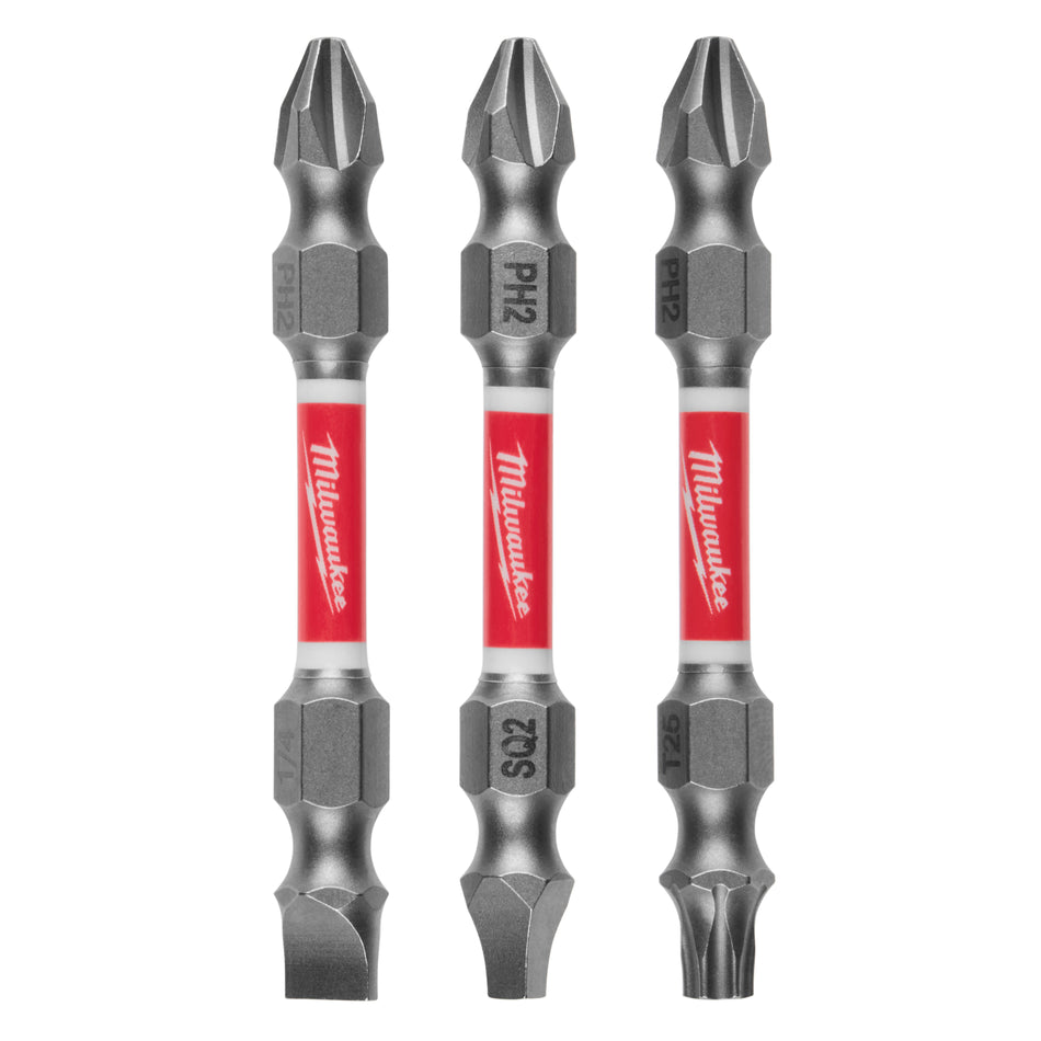 Milwaukee 48-32-4319, SHOCKWAVE Impact Duty™ PH2/SQ2/T25 Double Ended Bits 3PC