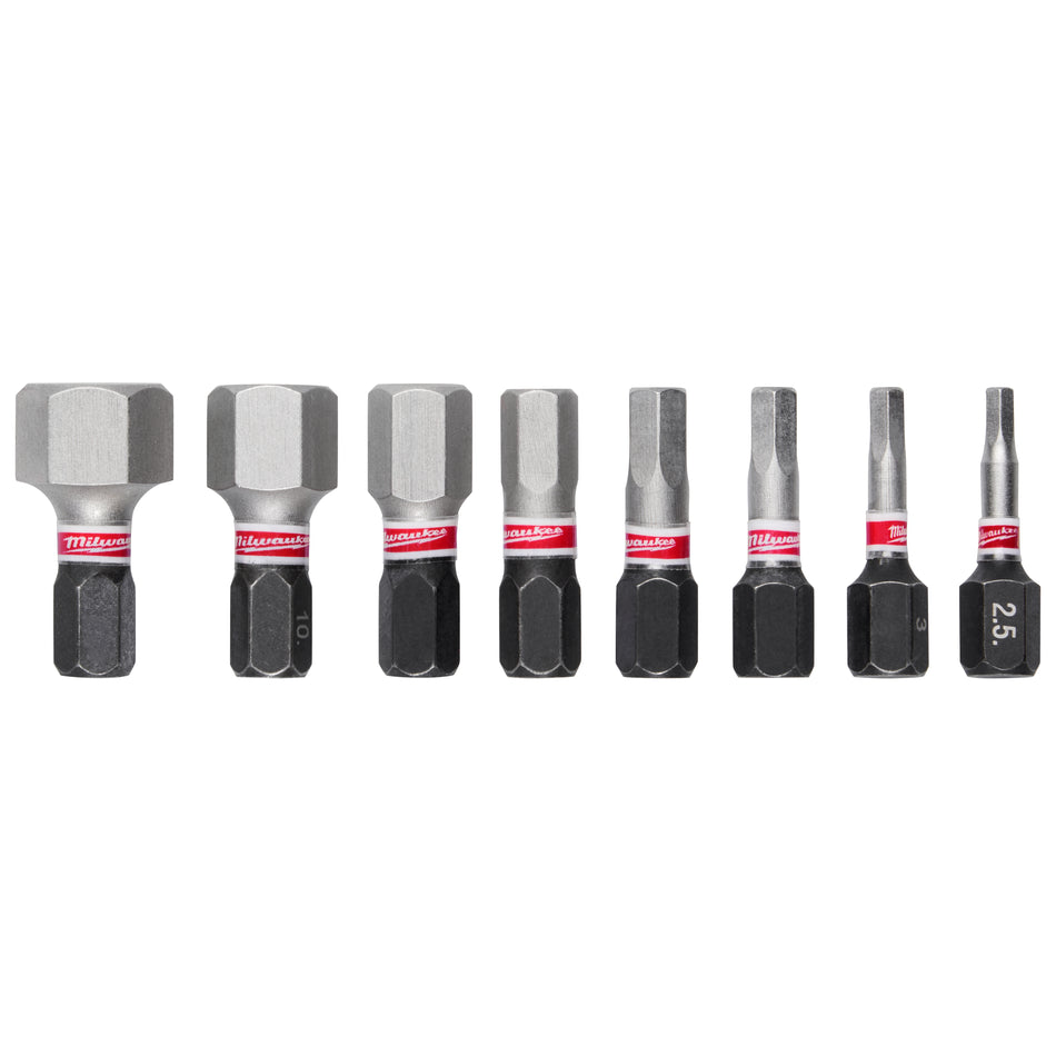 Milwaukee 48-32-4617, Shockwave 1" Metric Hex Impact Bit Set 8pc