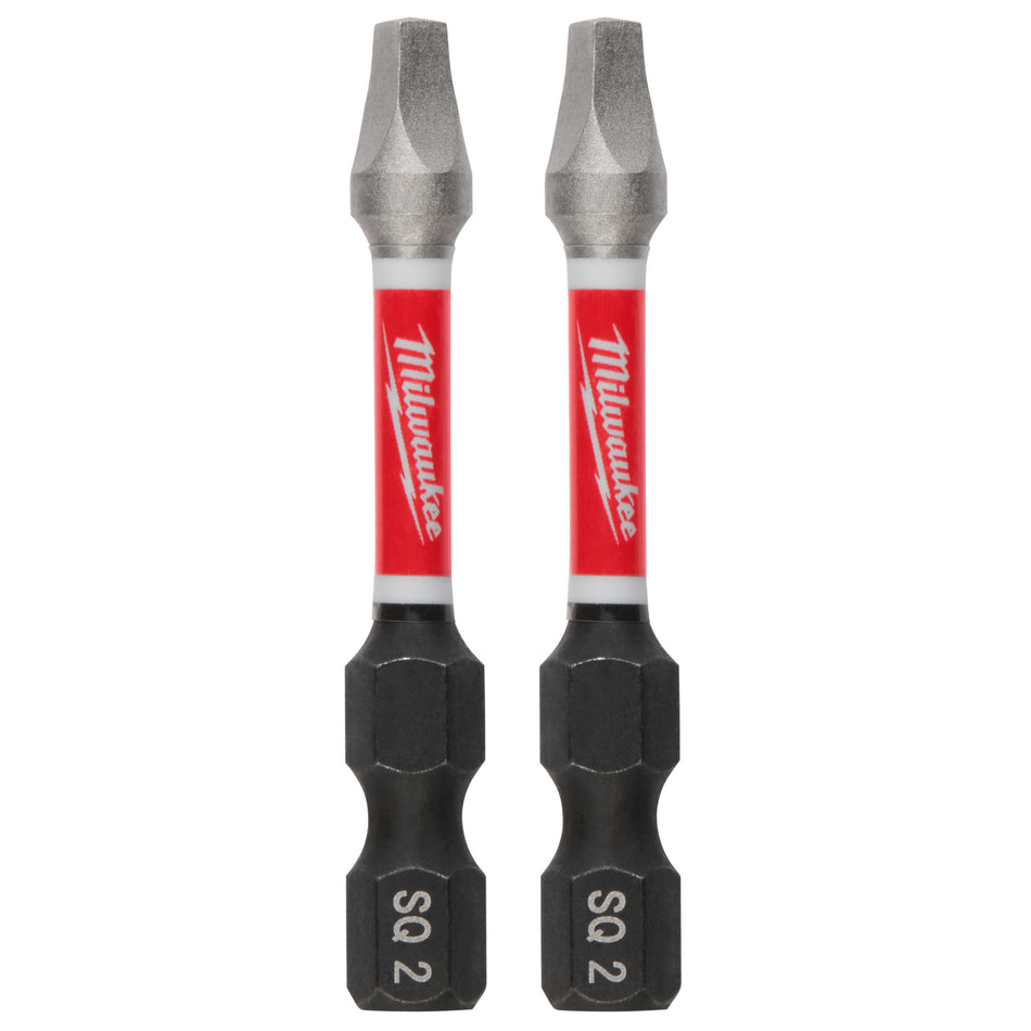 Milwaukee 48-32-4772, SHOCKWAVE 2" Impact Square Recess #2 Power Bits (Bulk 25)