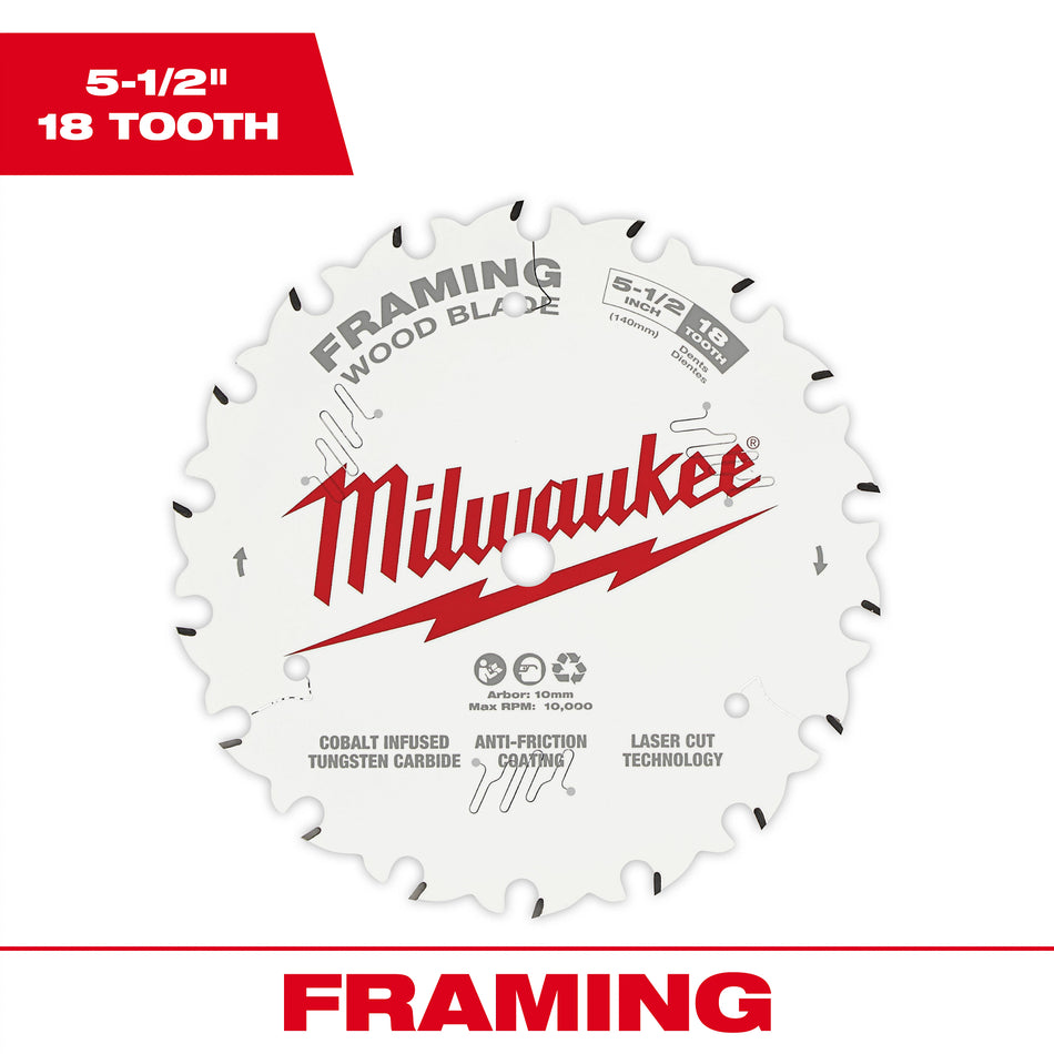 Milwaukee 48-40-0520, 5-1/2" 18T Framing Circular Saw Blade
