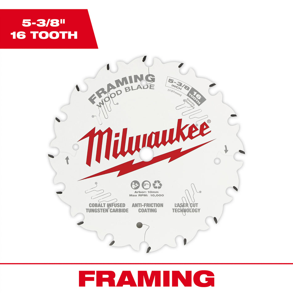 Milwaukee 48-40-0522, 5-3/8" 16T Framing Circular Saw Blade