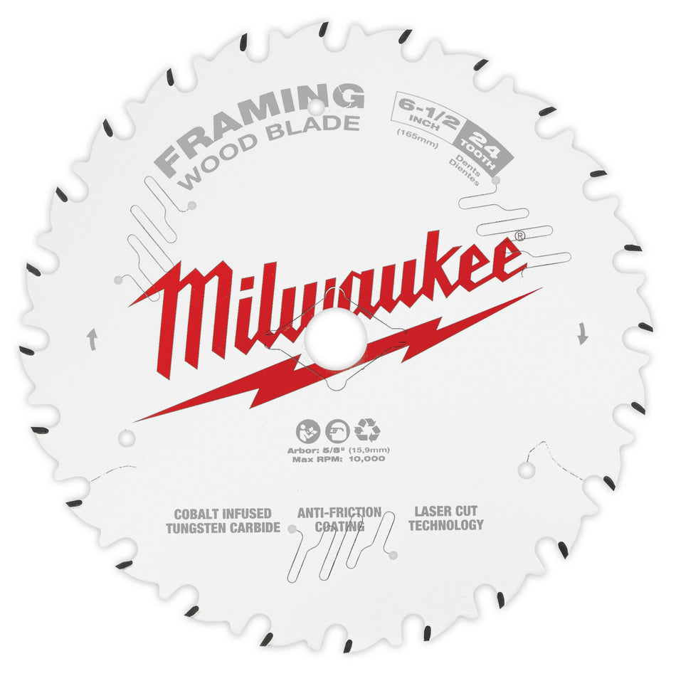 Milwaukee 48-40-0620, 6-1/2" 24T Framing Circular Saw Blade