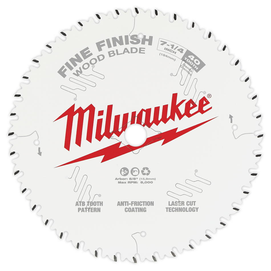 Milwaukee 48-40-0726, 7-1/4" 40T Fine Finish Circular Saw Blade