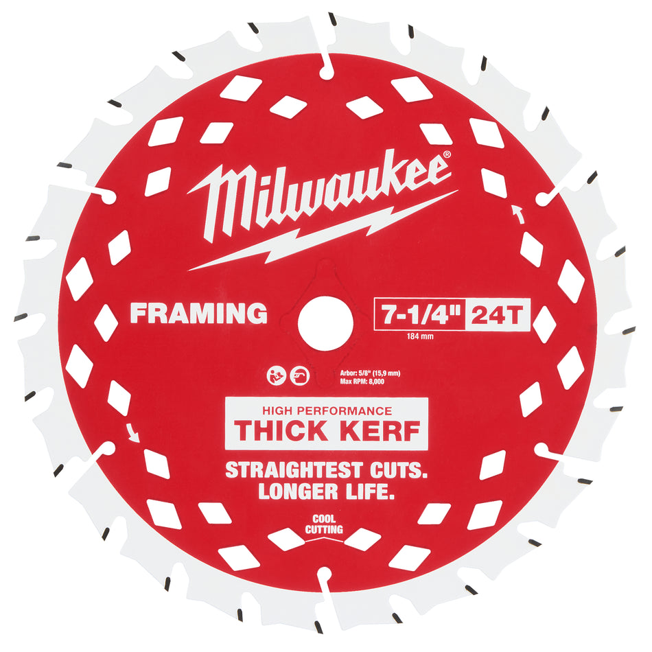 Milwaukee 48-40-2740, 7-1/4" 24T THICK KERF FRAMING 25PK